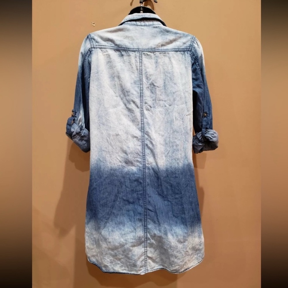 Chocolate-Blue Ombre Denim Dress w/Brown Tassels Belt - Size Large -NWOT - Picture 3 of 11